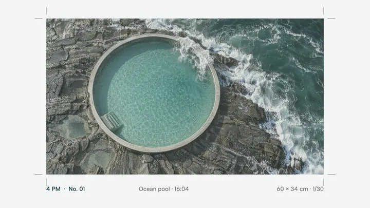 An ocean pool at four in the afternoon