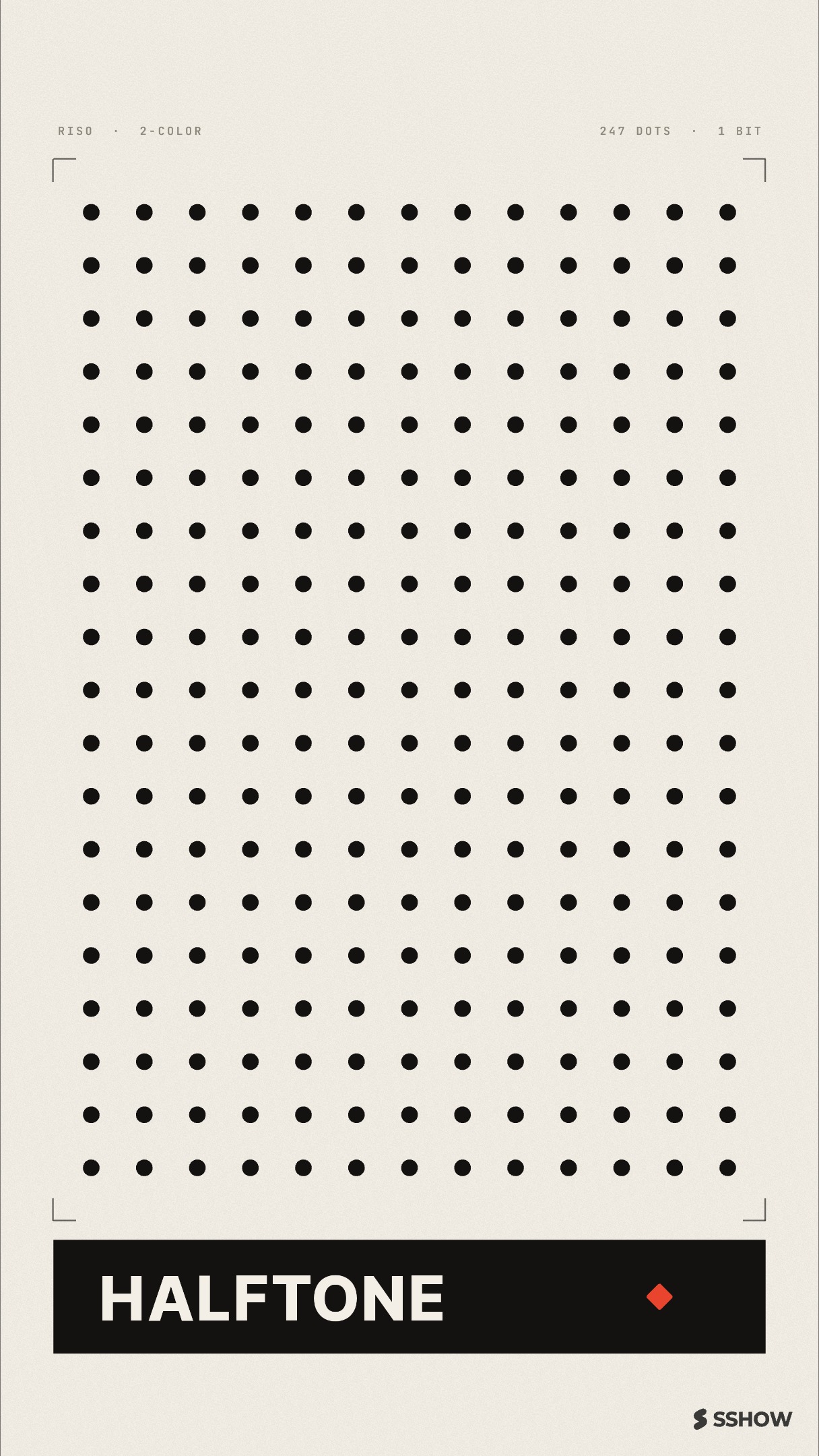 SSHOW in play mode — the Halftone piece playing as a presentation